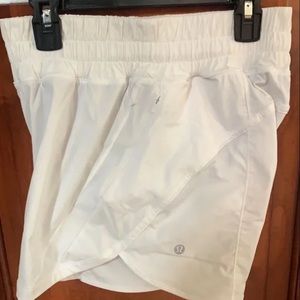 NWOT Lululemon Track That High rise shorts. Size 4 White.